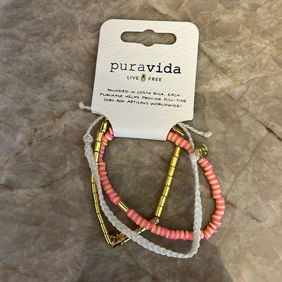 Pura Vida Jewelry - 💕HP💕NWT! PuraVida bracelet pack -1 Heishi Disc, 1 metal stretch, 1 white woven